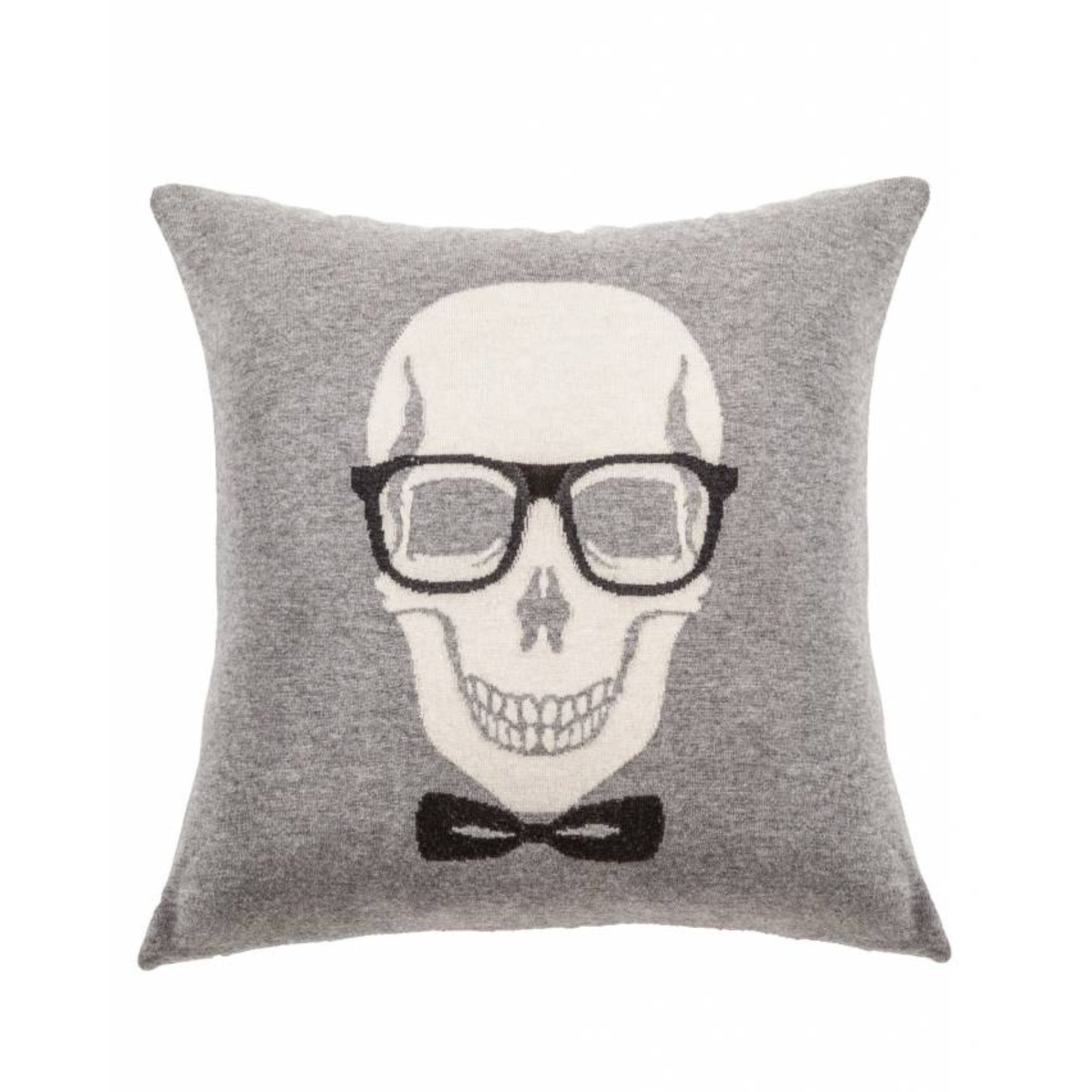 Cashmere Skull Bow Pillow - Gray | DSHOP