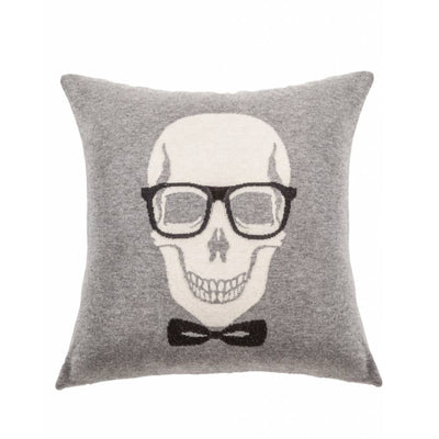 Cashmere Skull Bow Pillow - Gray | DSHOP
