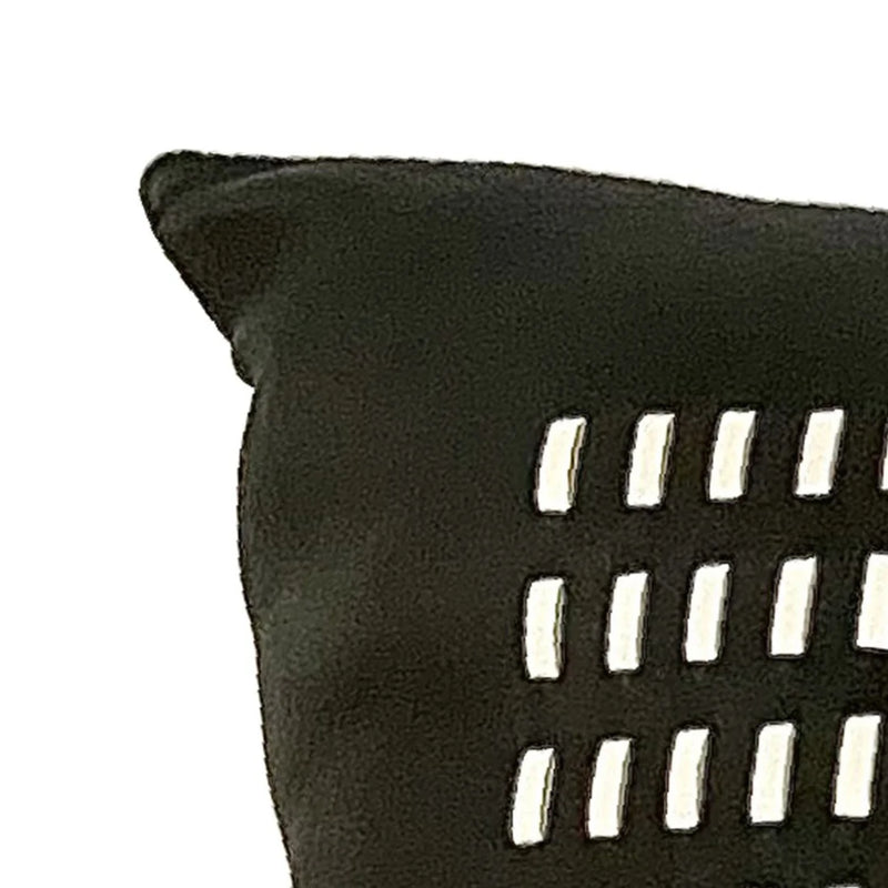 Duke Leather Braided Pillow - Black & White by Rani Arabella | DSHOP