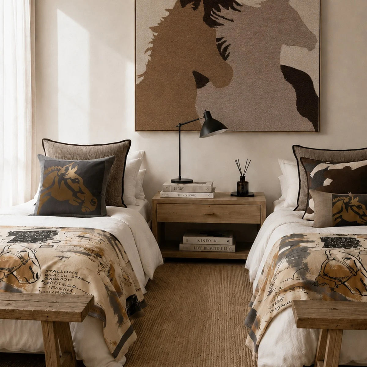 Henry Cotton Pillow in Anthracite & Beige