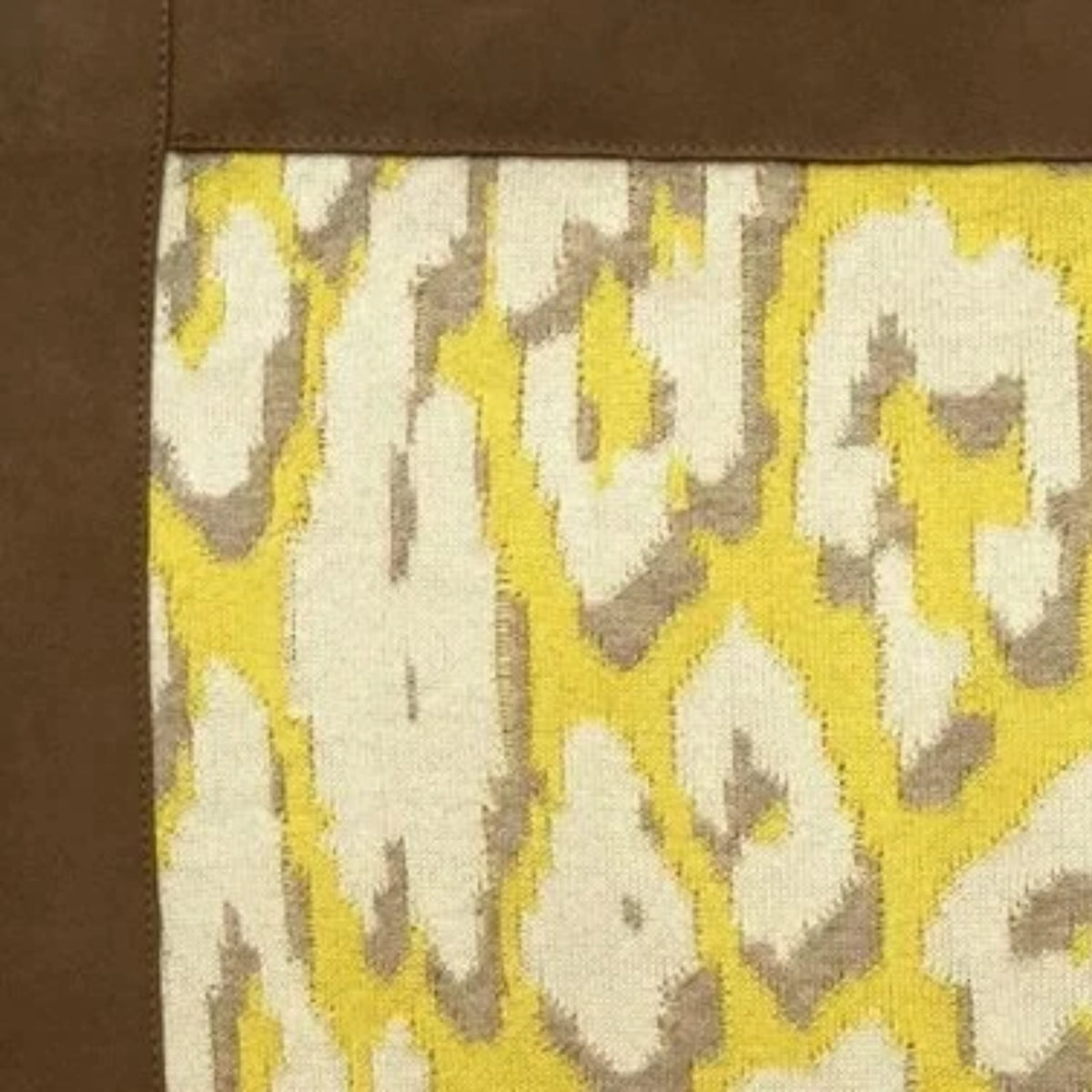 Rani Arabella Leo Cotton Leopard Throw w/ Suede - Yellow | DSHOP