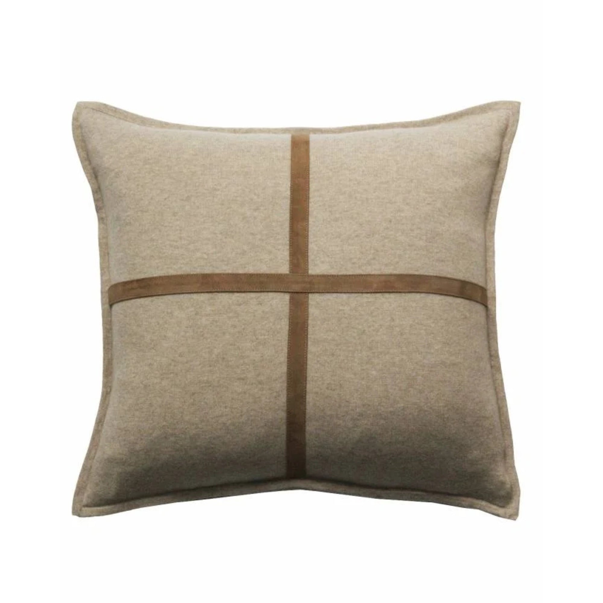 Palermo Cashmere Pillow with Cross Suede - Beige | DSHOP