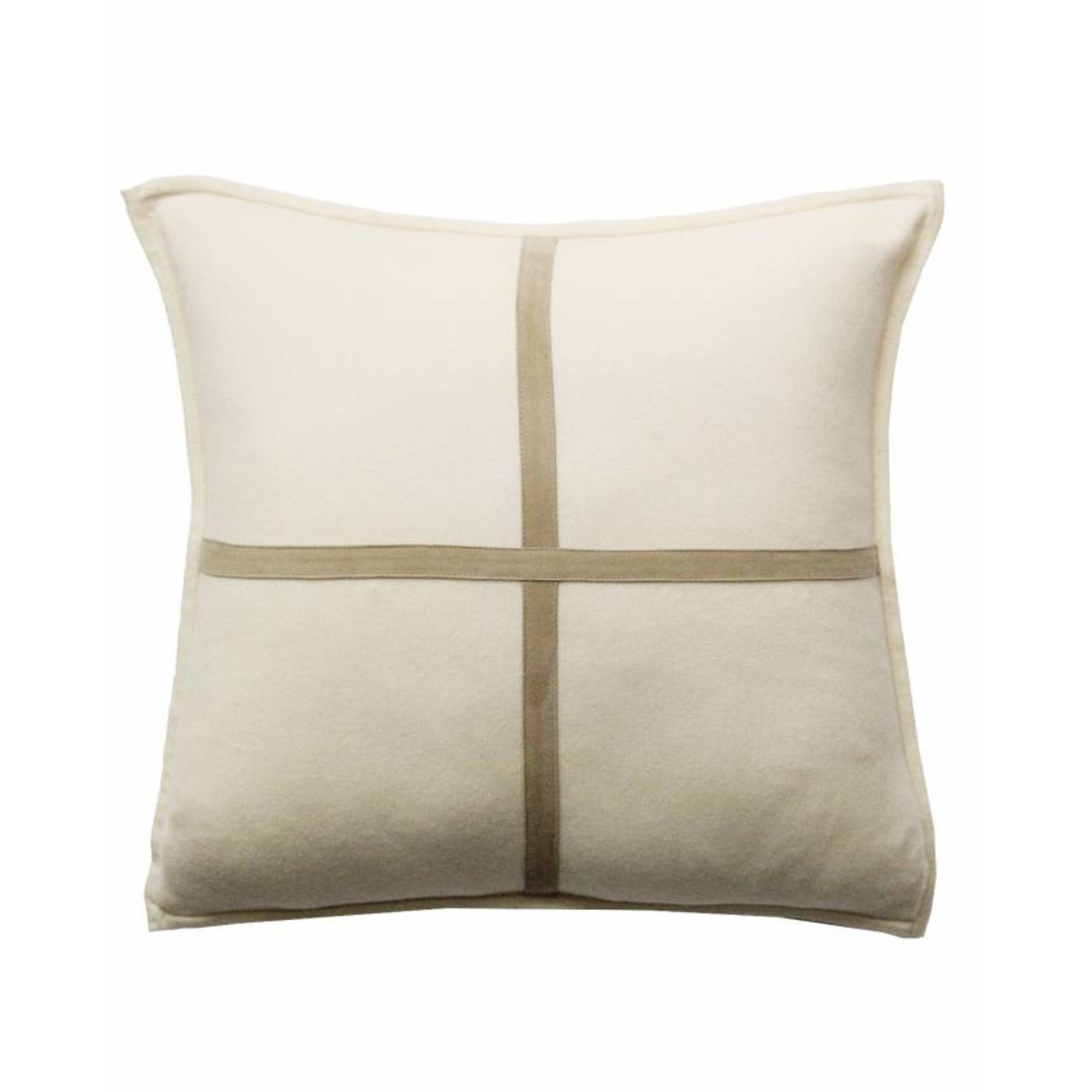 Palermo Cashmere Pillow with Cross Suede - Ivory | DSHOP