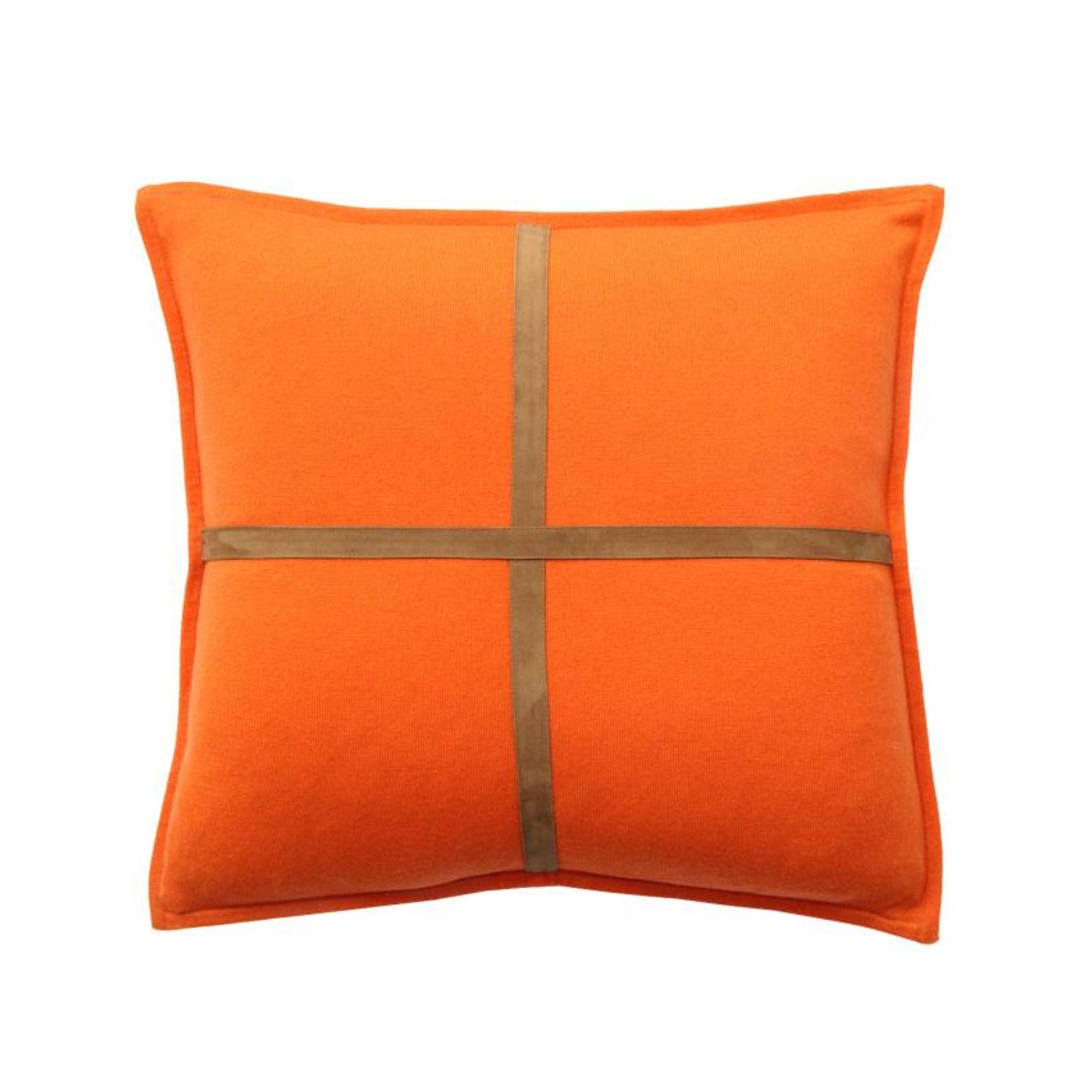 Palermo Cashmere Pillow with Cross Suede - Orange | DSHOP