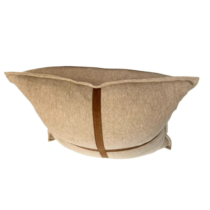 Palermo Cashmere Pillow with Cross Suede - Taupe by Rani Arabella | DSHOP