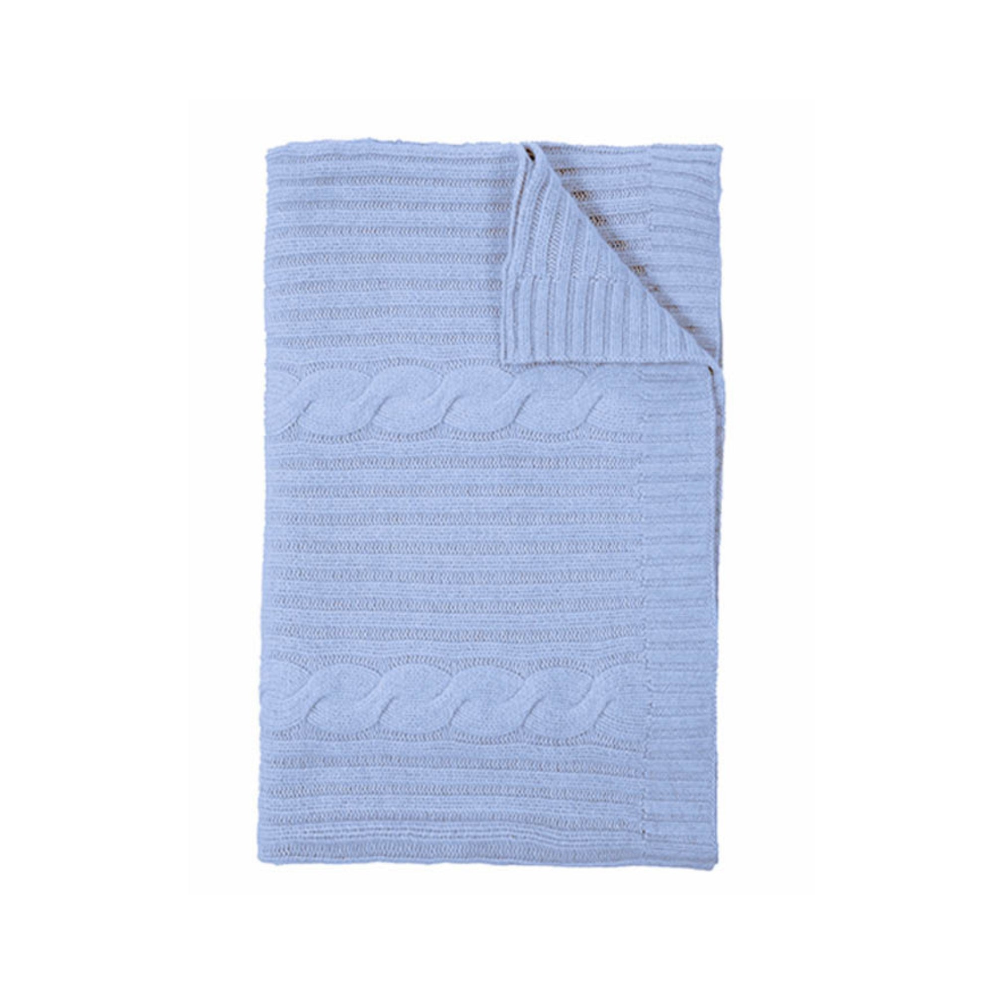 Cashmere Roma Cable Knit Throw - Celeste | DSHOP