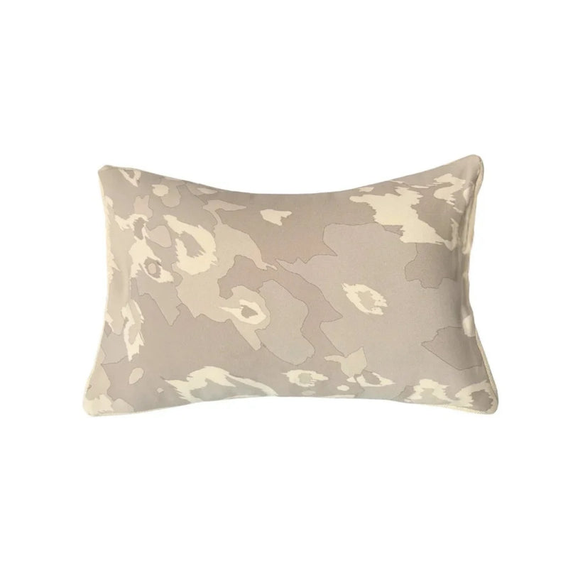 Silk Crepe Printed Leopard Lumbar Pillow - Gray | DSHOP