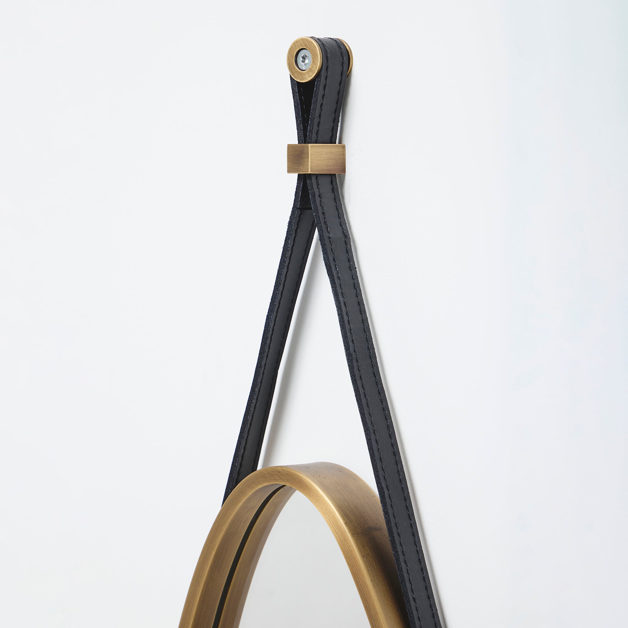 Brass Mirror With Black Leather Strap | DSHOP