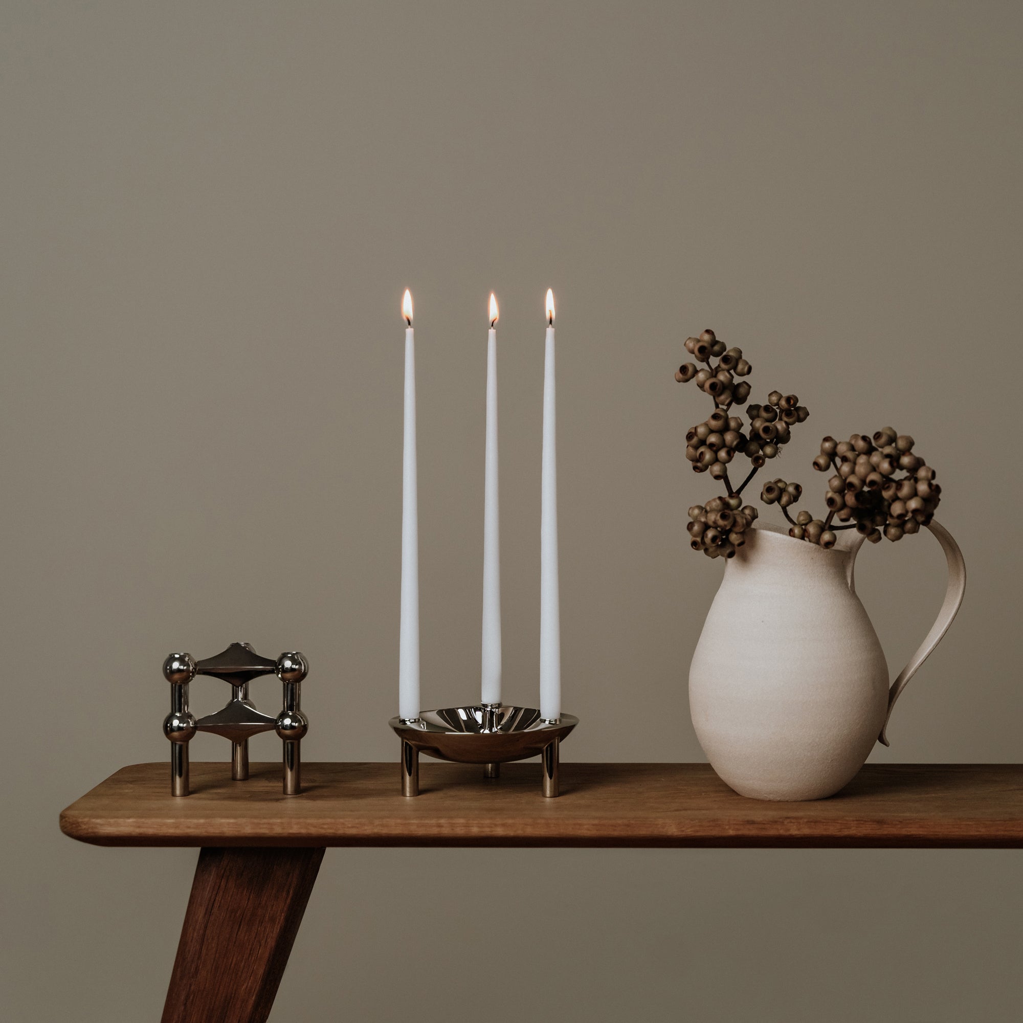 Chrome Bowl Candle Holder