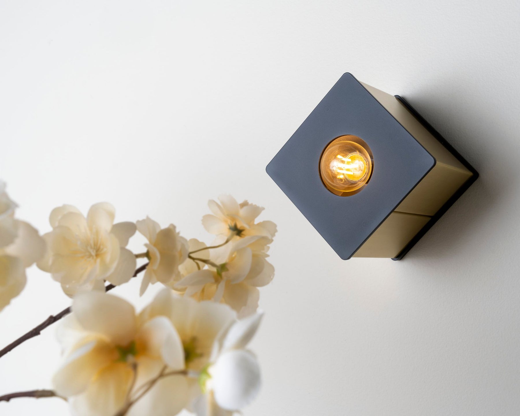 Brass & Black Cube Sconce | DSHOP