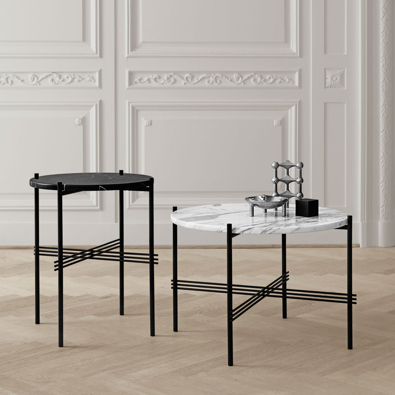 Gubi Small Carrara Marble Coffee Table with Black Metal Legs | DSHOP