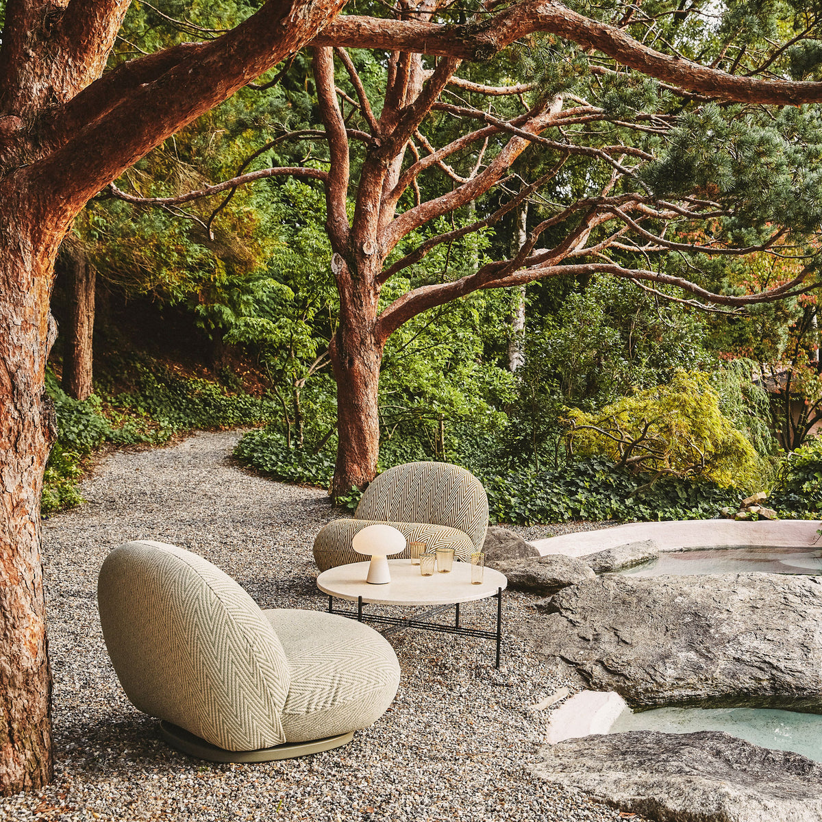 Gubi Outdoor Coffee Table in White Travertine | DSHOP
