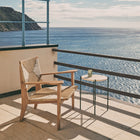 Round Travertine Side Table for Outdoor Use | DSHOP
