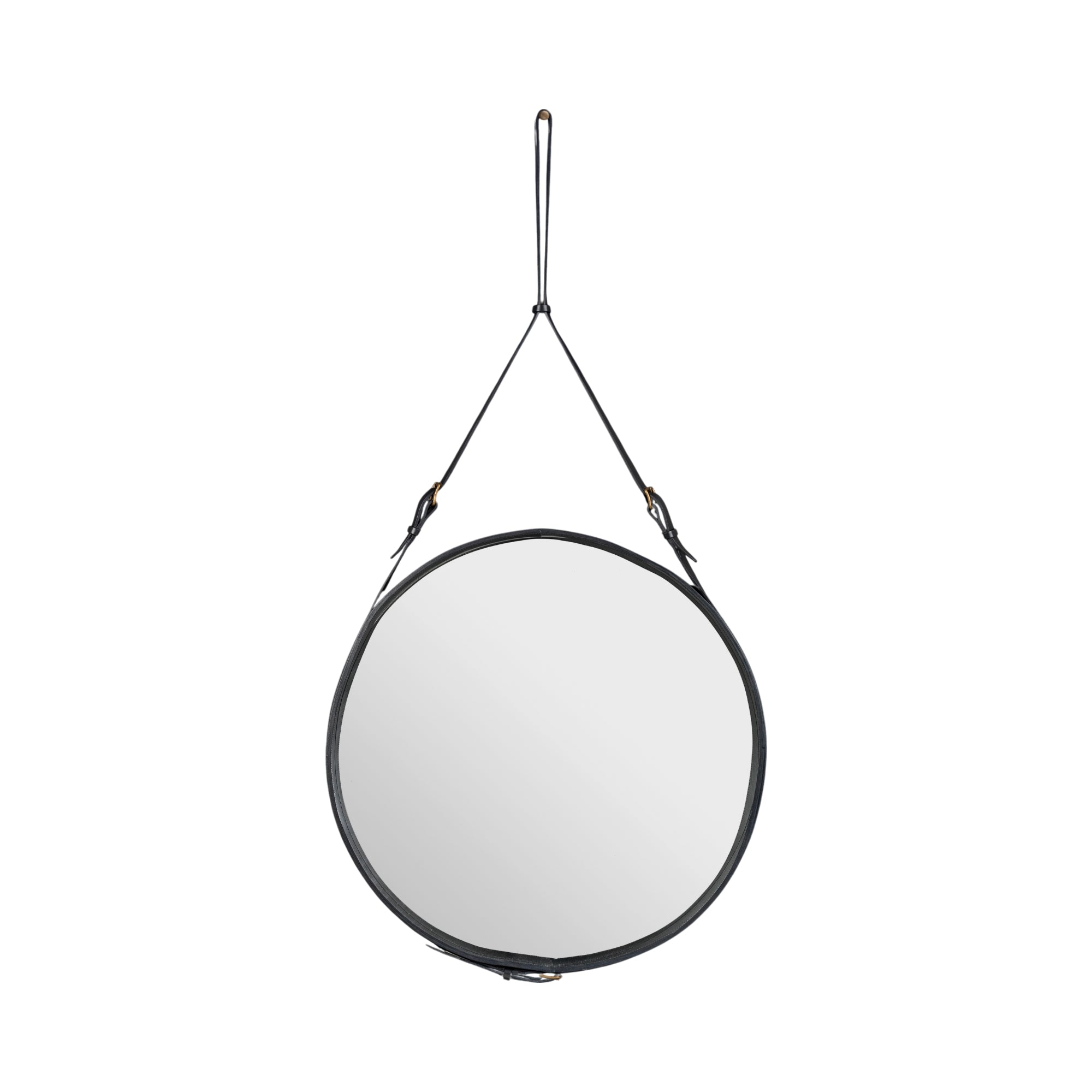 Gubi Adnet Wall Mirror, Circular Black Leather Jacques Adnet | DSHOP
