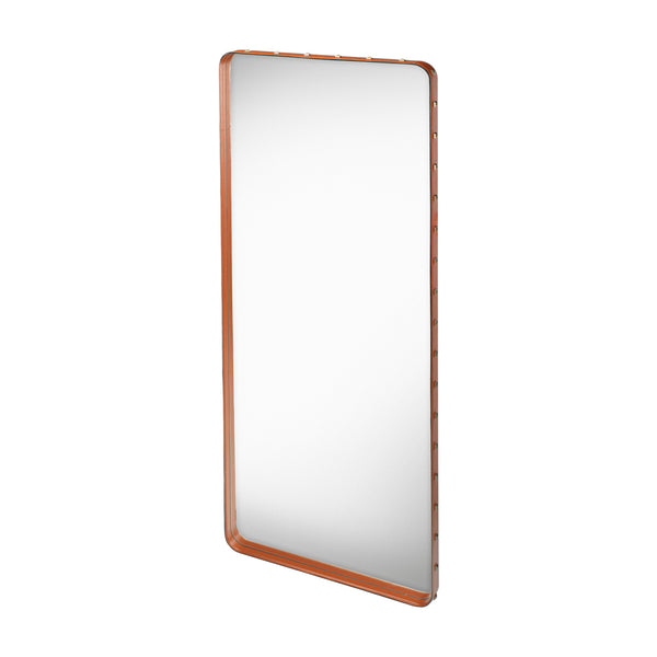 Gubi Adnet Wall Mirror Rectangular Tan Leather | Jacques Adnet | DSHOP