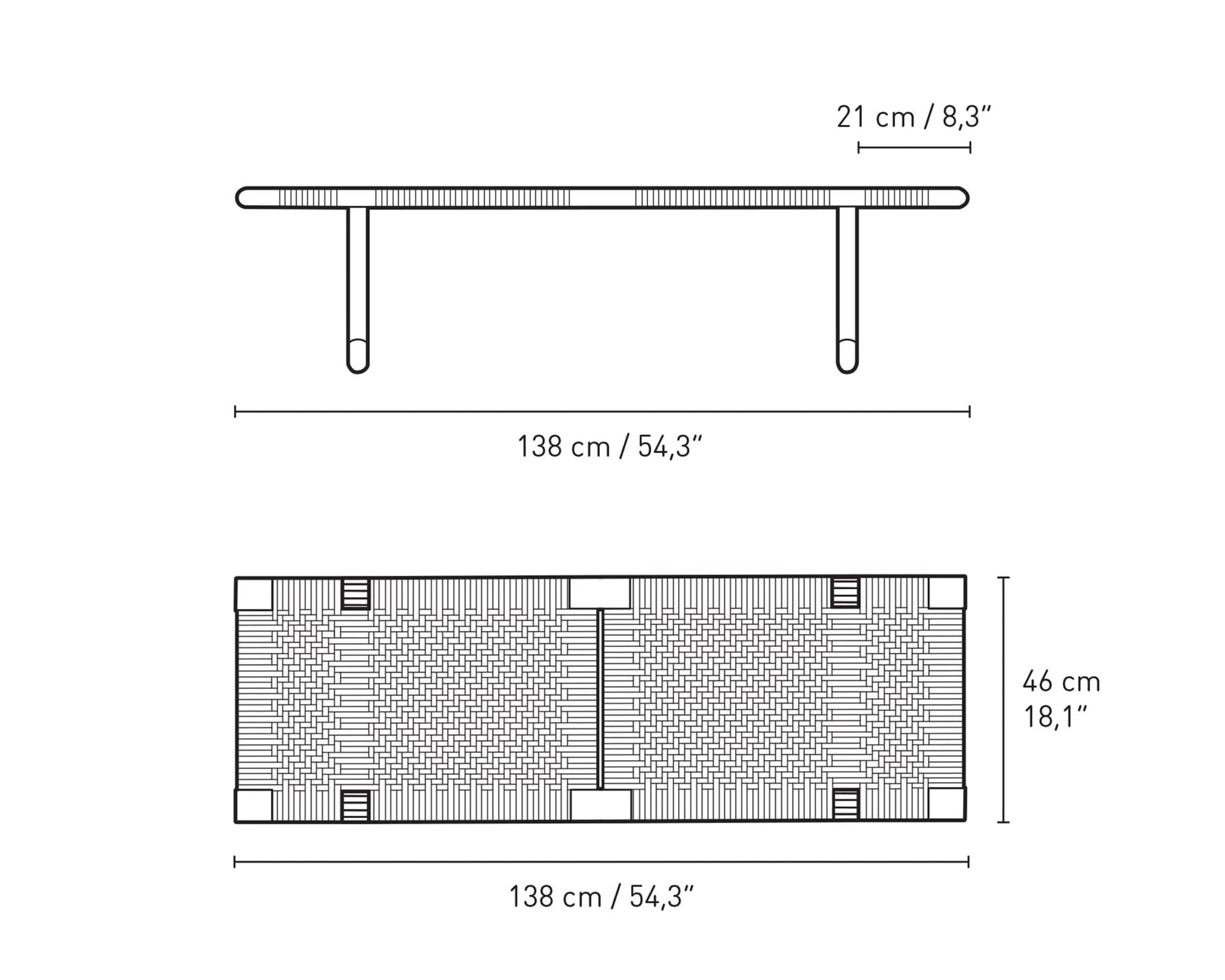 Carl Hansen & Son BM0488 Table Bench by Borge Mogensen | DSHOP