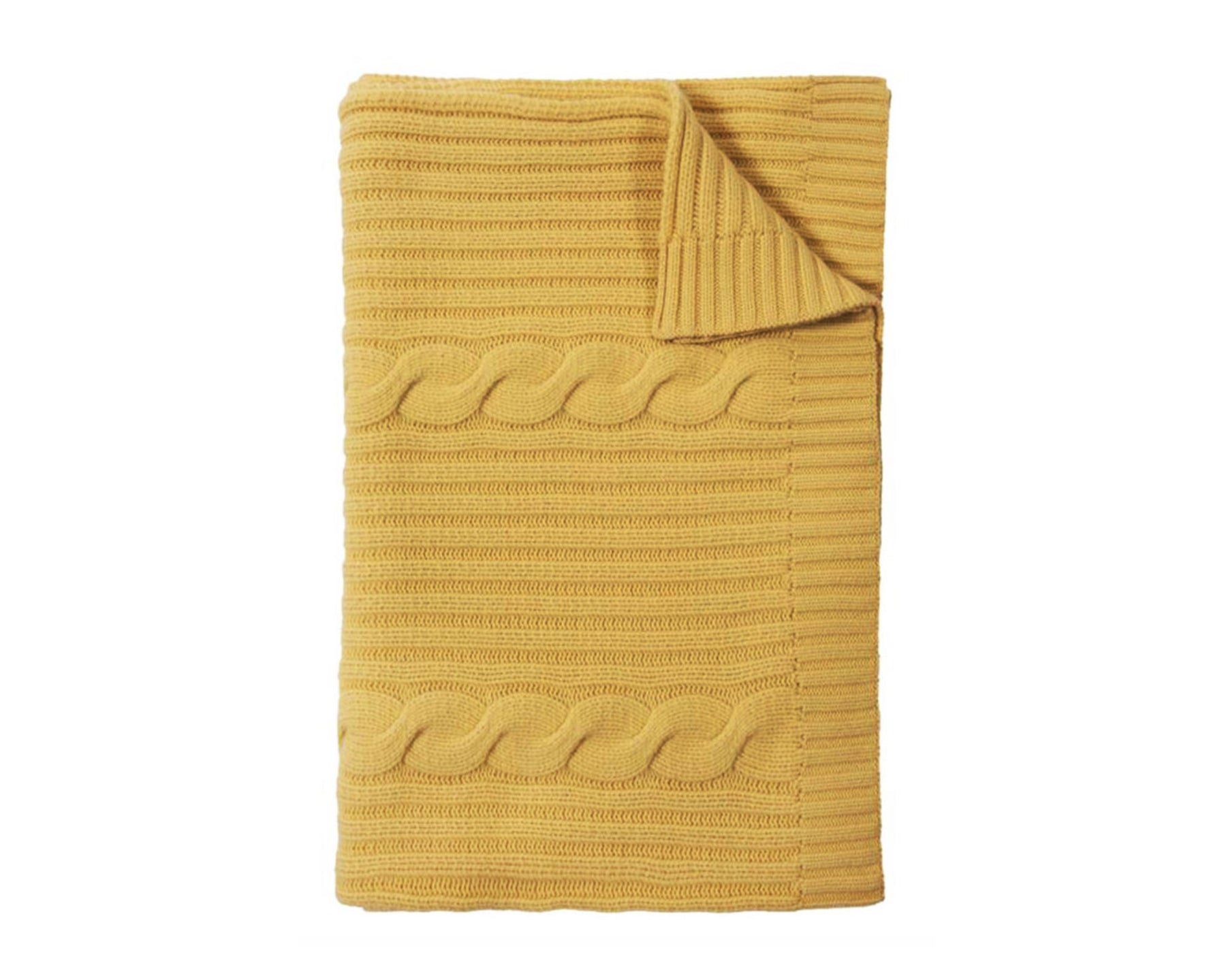 Roma Cable Knit Cashmere Throw - Sun | DSHOP