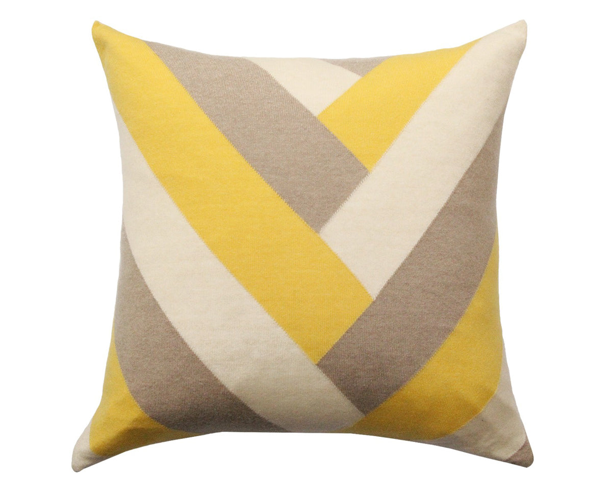 Cashmere V Pillow - Yellow Taupe Ivory