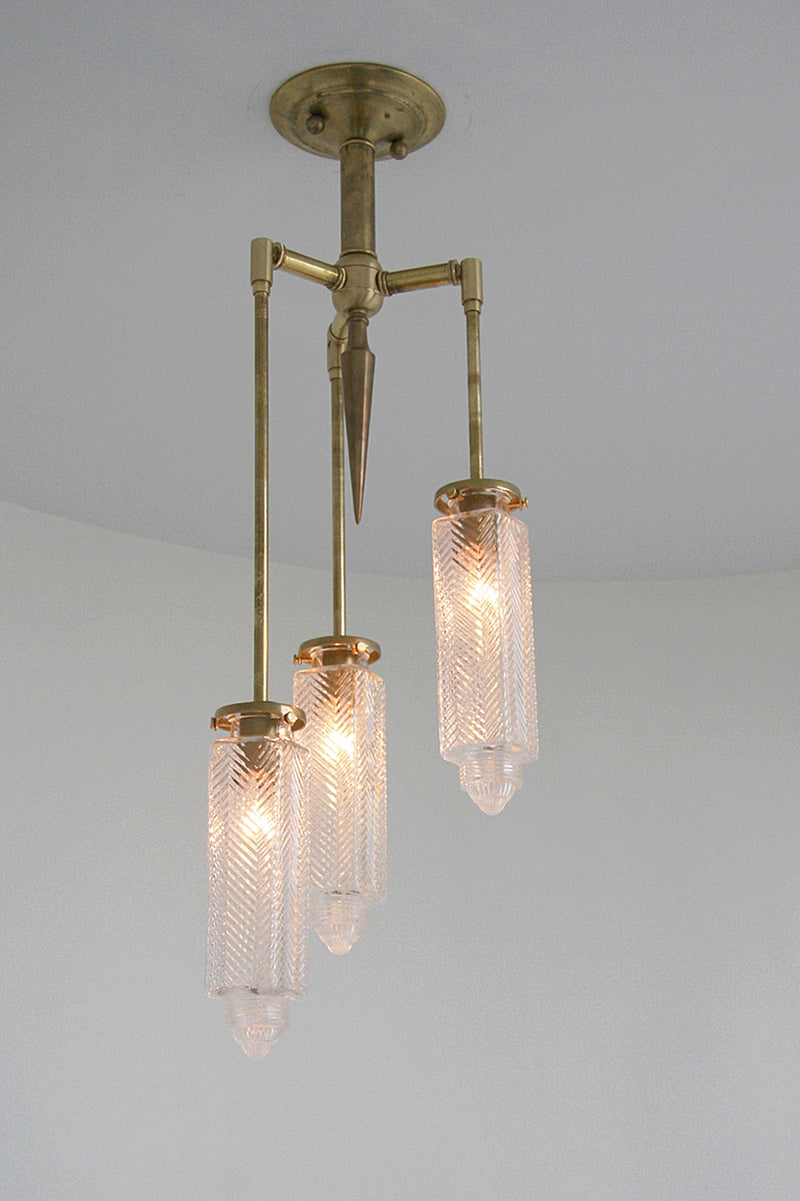 Vintage Glass Chrysler Chandelier - 3 Arm | DSHOP