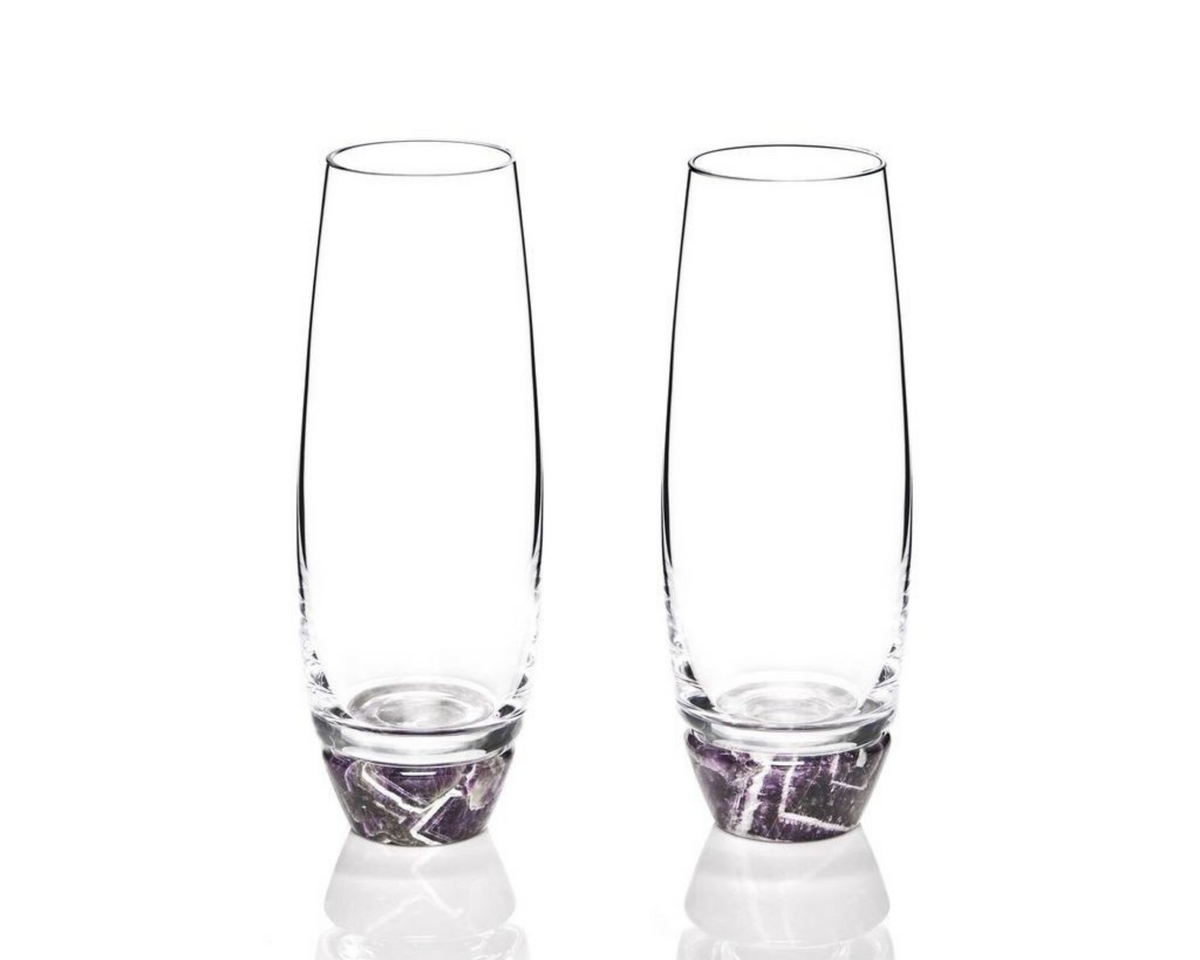 Elevo Champagne Glasses - Crystal & Amethyst | DSHOP