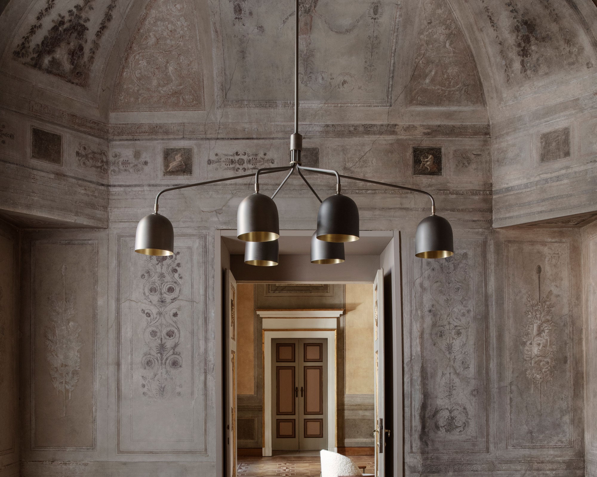 Gubi Howard Chandelier - 6 Arm, Gunmetal by Space Copenhagen | DSHOP