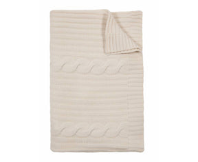 Roma Cable Knit Cashmere Throw - Ivory | DSHOP
