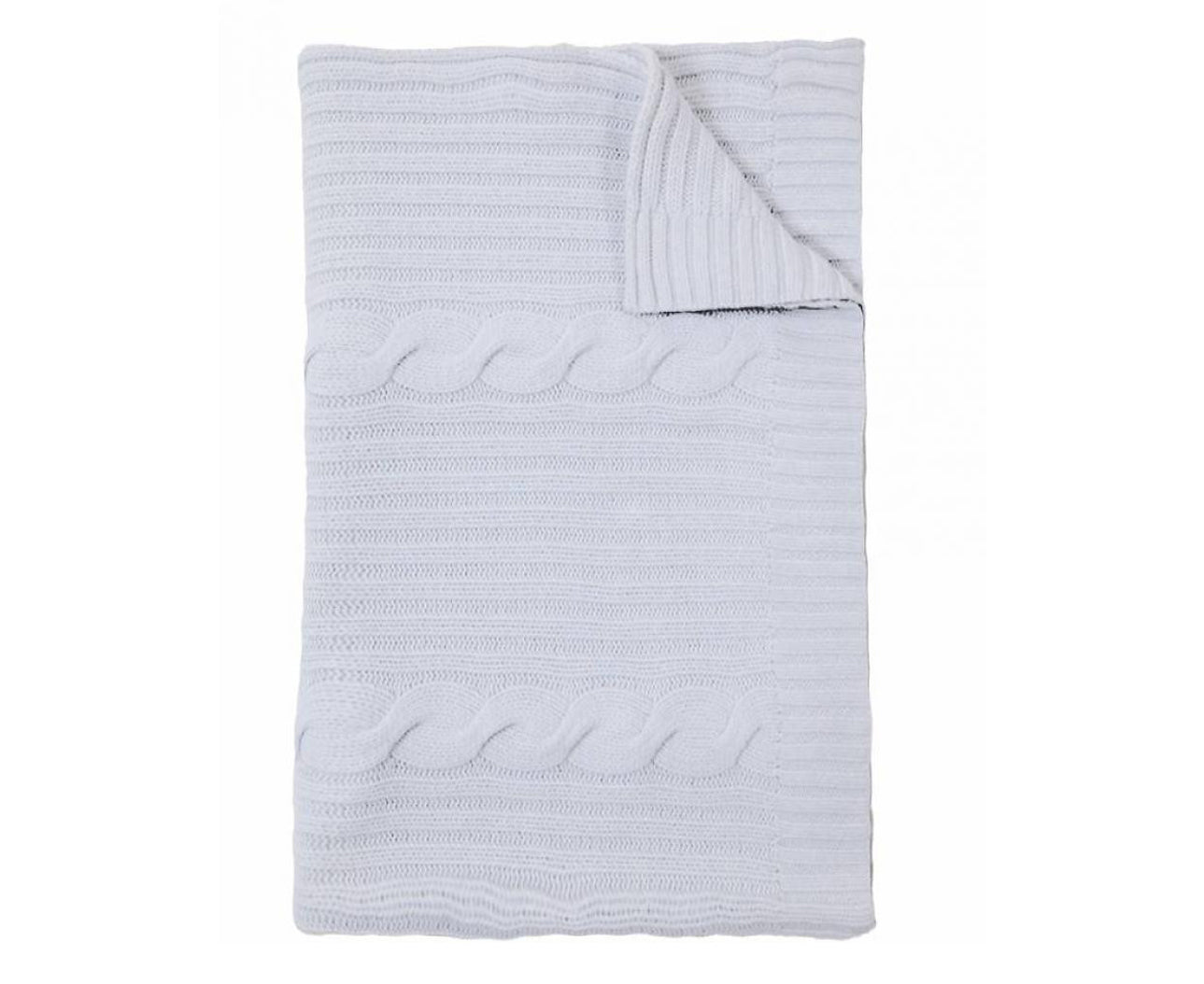 Roma Cable Knit Cashmere Throw - Light Blue | DSHOP