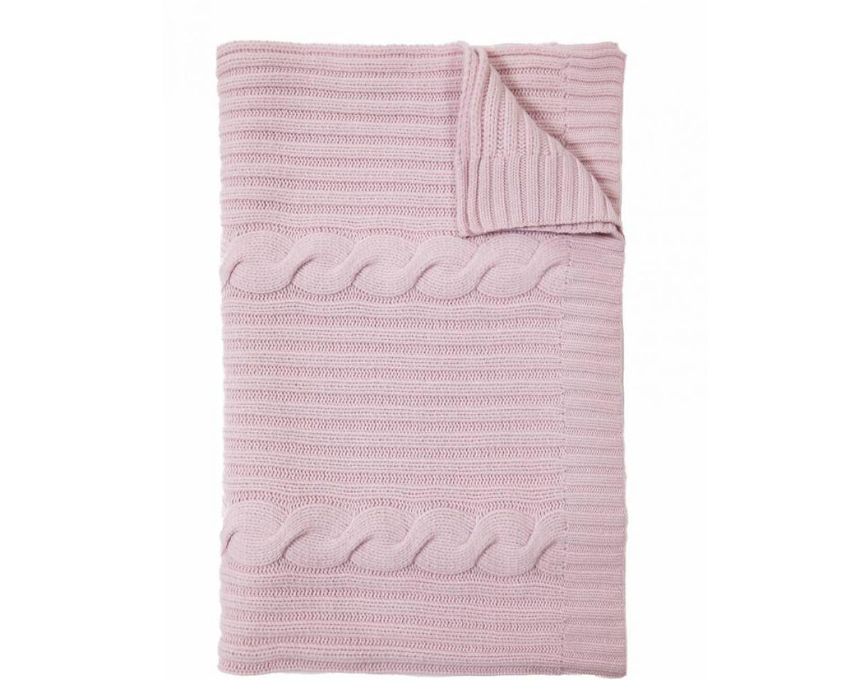 Roma Cable Knit Cashmere Throw - Pink | DSHOP