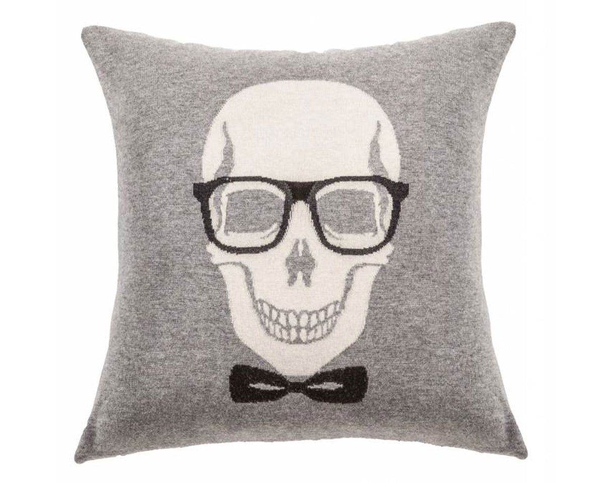 Cashmere Skull Bow Pillow - Gray | DSHOP
