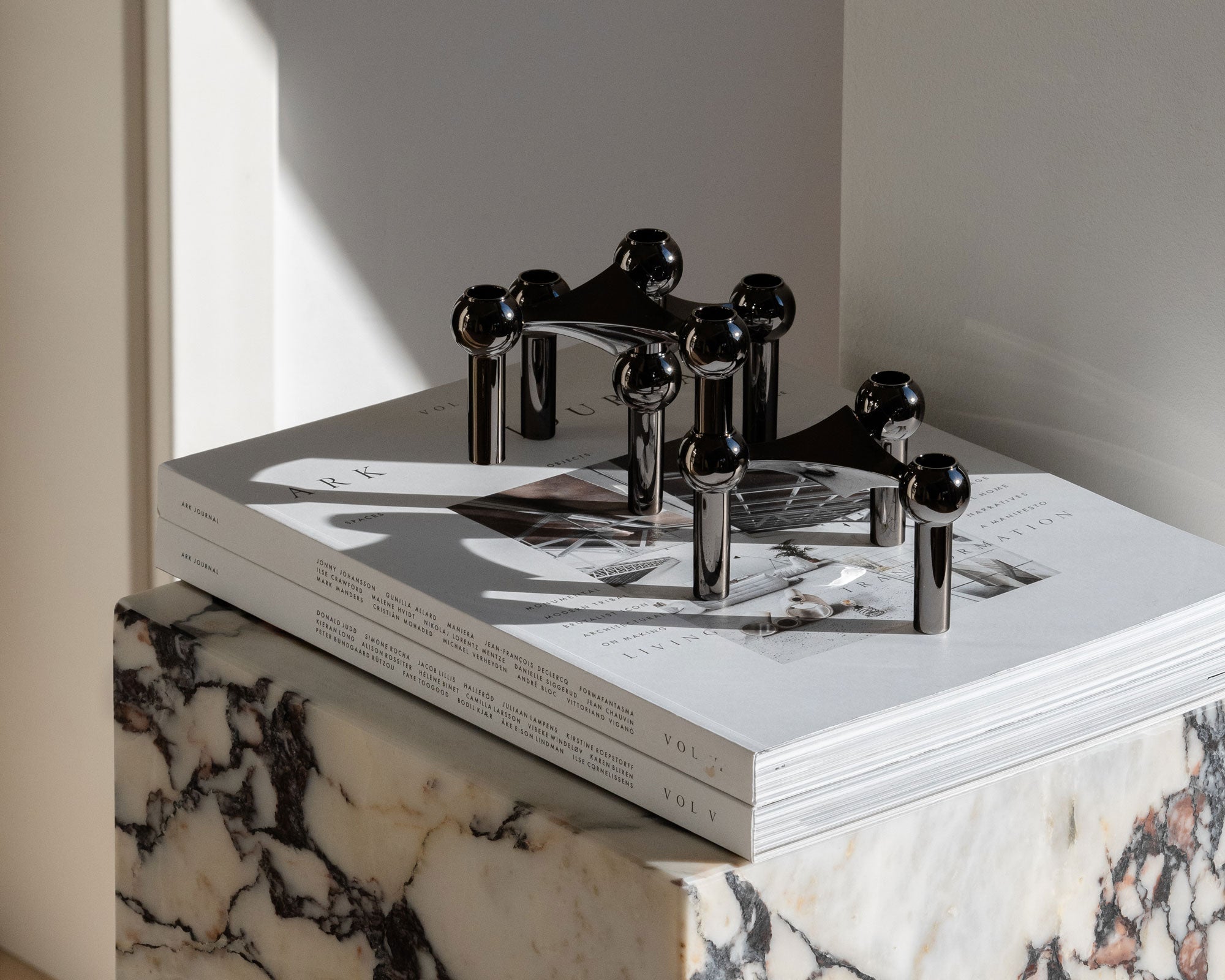 Stoff Nagel Candle Holder - Black Chrome Danish Candelabra | DSHOP