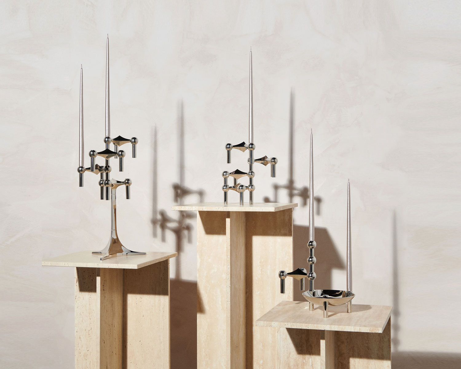 Stoff Nagel Candle Holder - Chrome Modular Candelabra | DSHOP