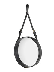 Gubi Adnet Wall Mirror, Circular Black Leather Jacques Adnet | DSHOP