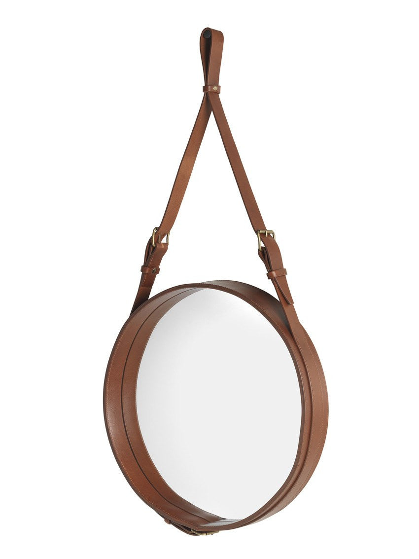 m*k様 ADNET MIRROR アドネミラー サーキュラー タンレザー Gubi Adnet Wall Mirror, Circular - Tan Leather Jacques Adnet | DSHOP