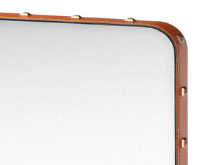 Adnet Rectangulaire Mirror - Tan with Brass Rivets