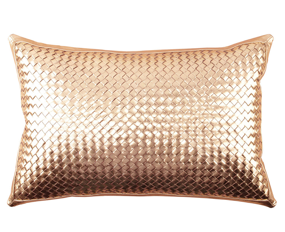 Woven Leather - Bling Antique Gold Pillow