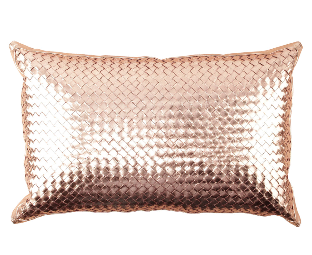 Bling Copper Gold Leather Pillow - Lumbar