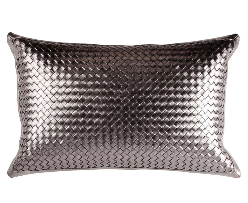 Bling Gunmetal Leather Pillow - Lumbar
