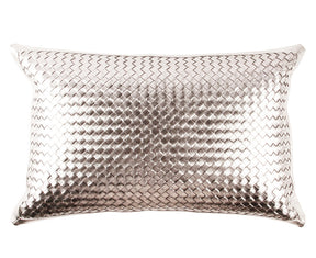 Bling Warm Silver Leather Pillow - Lumbar