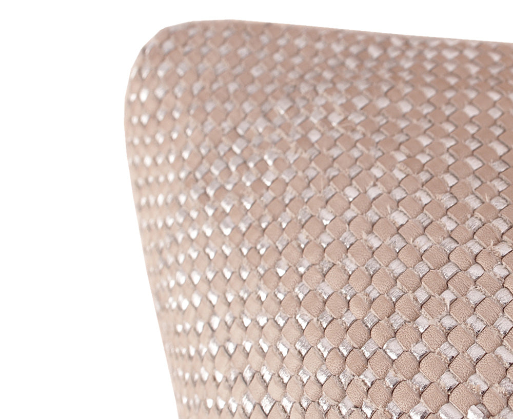 Woven Mini Bling Clay Silver Leather Pillow