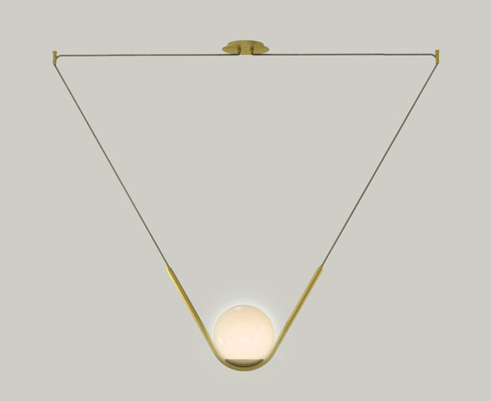 Perle 1 Pendant Light - Brass & Hand blown Glass