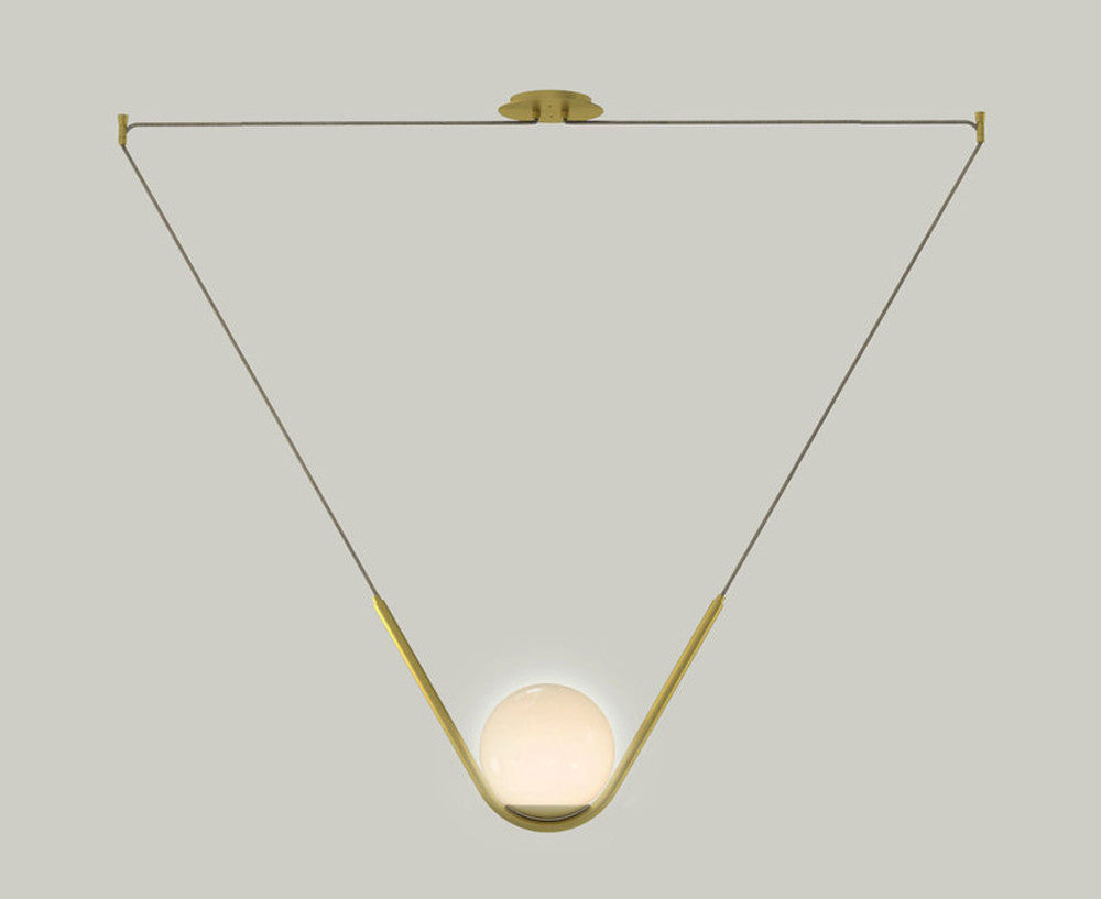 Perle 1 Pendant Light - Brass & Hand blown Glass