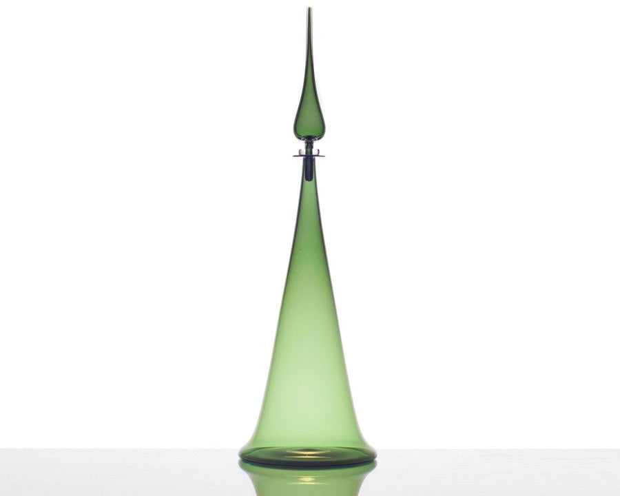 Cariati Fluted Cone Decanter - Large - Tourmaline Green