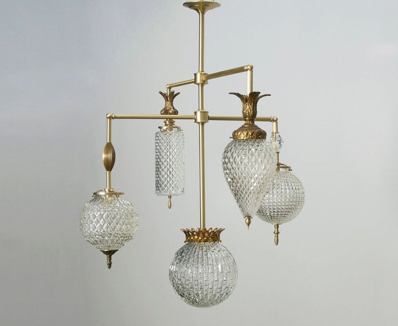 Brilliant Chandelier - 5 Arm With Vintage Jewelry - Brass | DSHOP